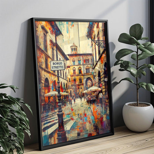 Borgo Stretto Wall Art Print - Pisa Italy Travel Poster, Italy Gift & Housewarming Decor, Italian Street Scene Artwork