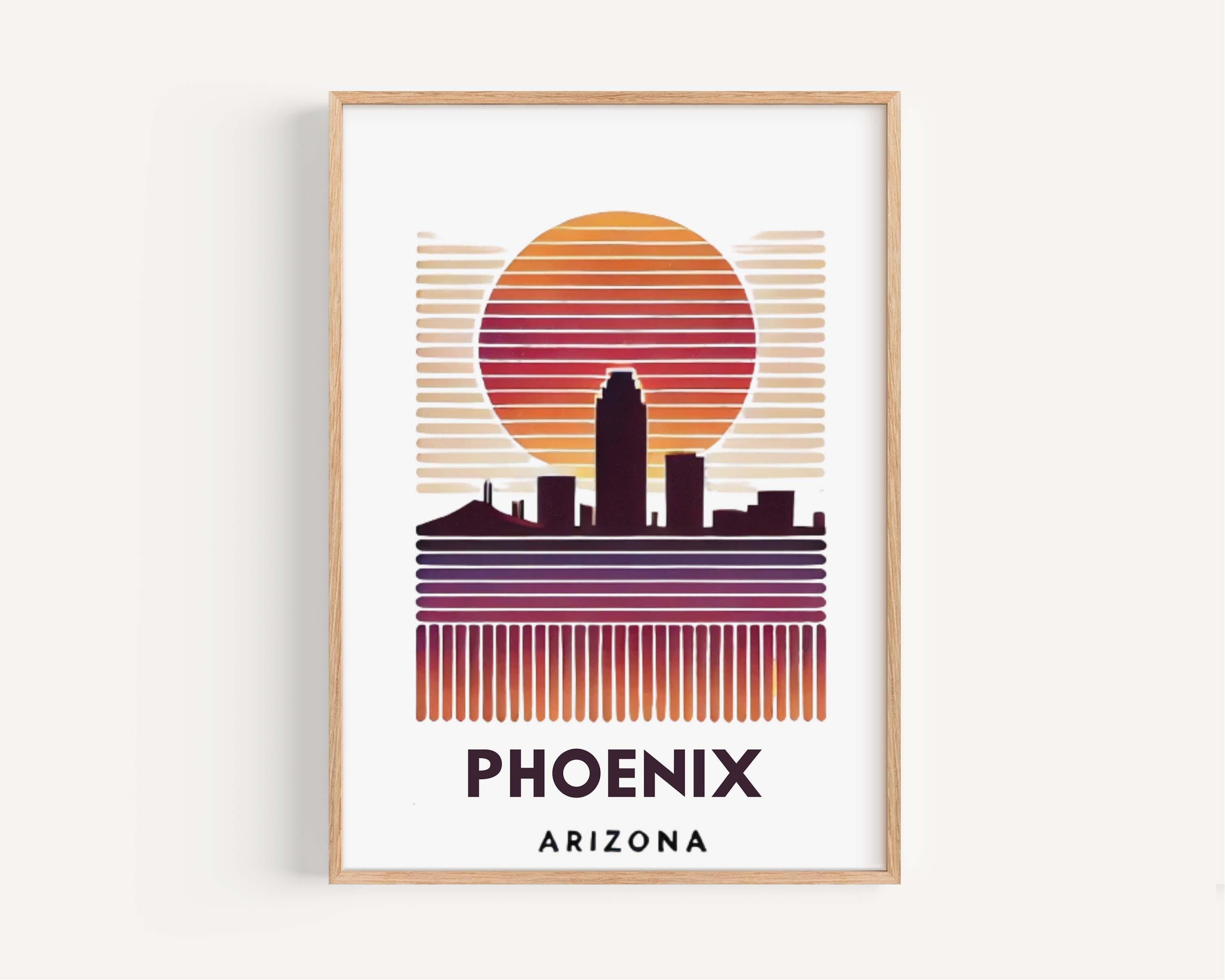 Phoenix Print Arizona Wall Art, Desert Home Decor, Travel Gift, Housewarming & Graduation Present, College Dorm Room Art