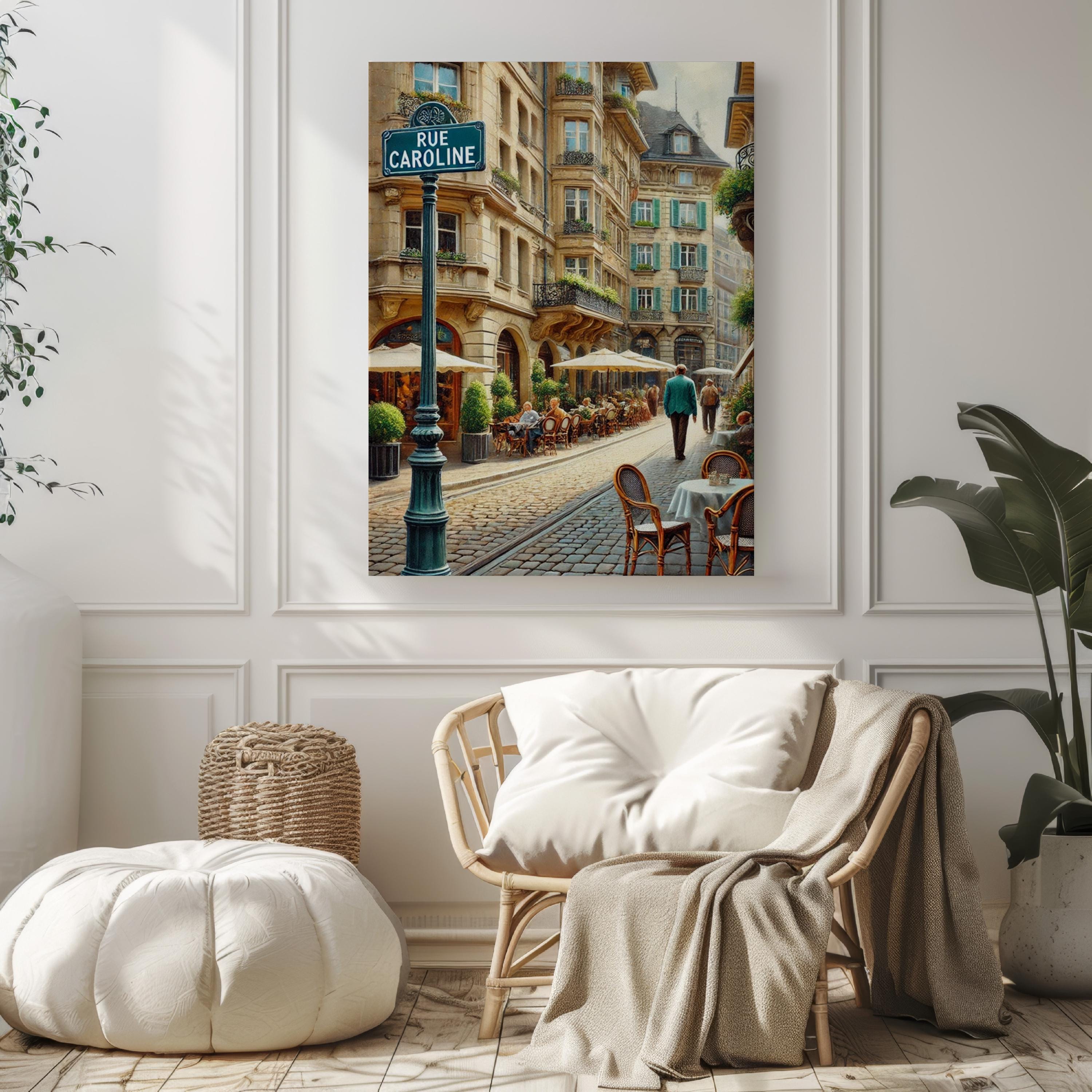 Rue Caroline Wall Art Print – Lausanne Switzerland Travel Poster, Switzerland Gift, Housewarming Decor, Modern European Cityscape Artwork