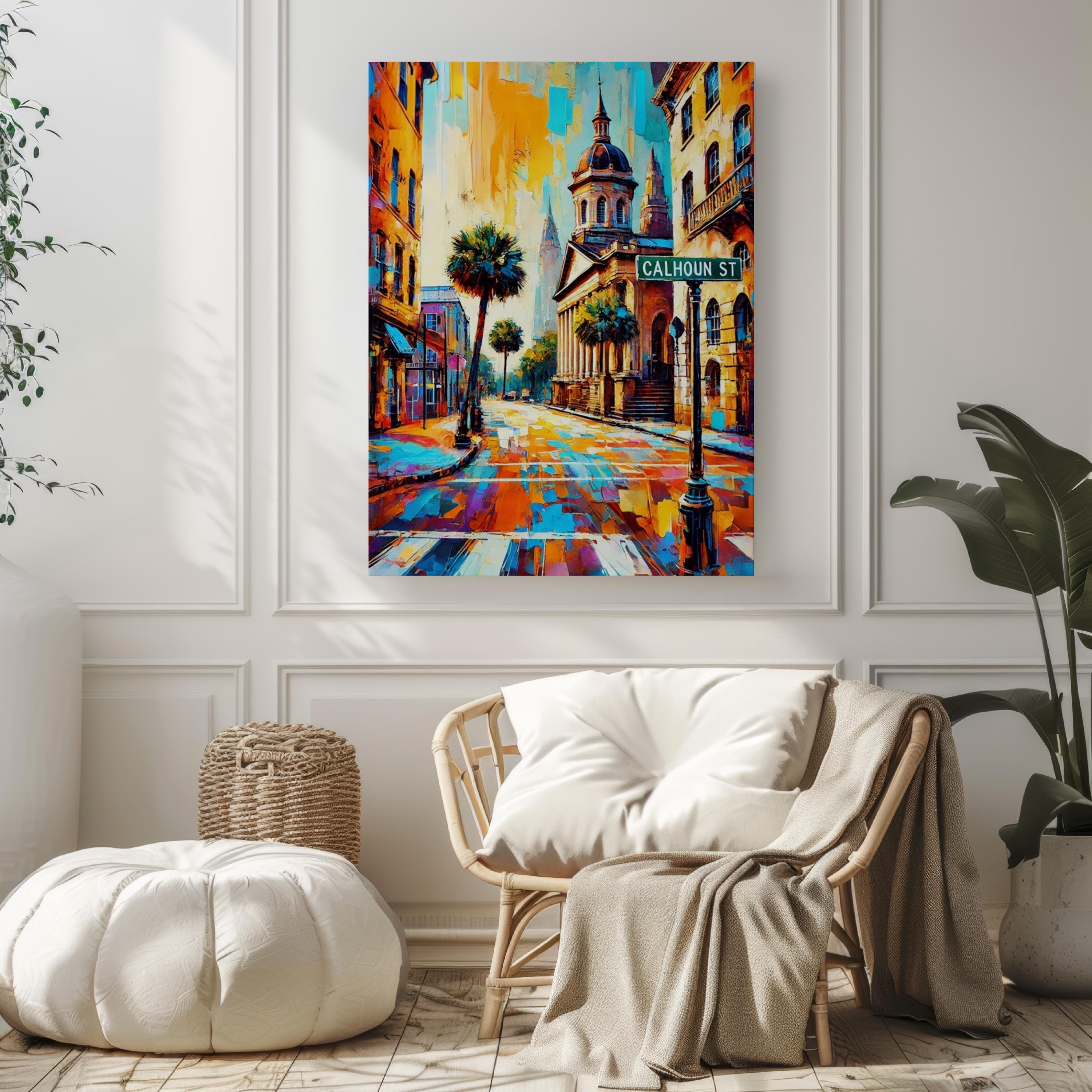 Calhoun Street Art Print - Charleston, South Carolina, USA
