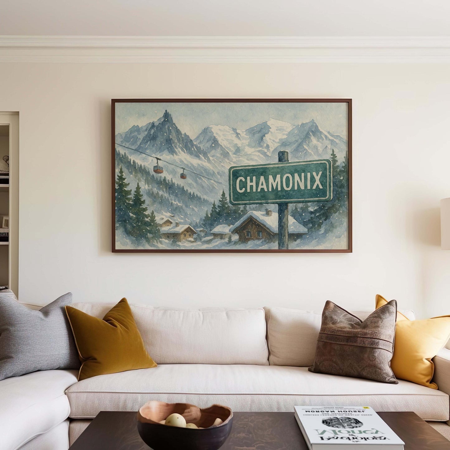 Chamonix Alps Poster, Mountain Art, France Travel, Snow Wall Art, Mont Blanc Print, Skiing Gift, Mountain Poster, Snowboard Art
