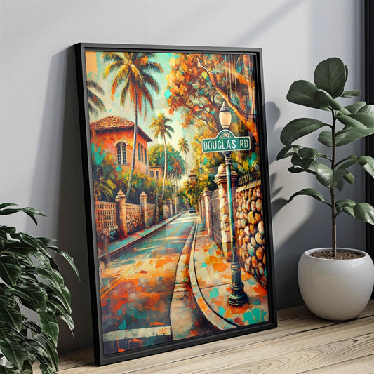 Miami Douglas Rd Wall Art Print - Travel Poster, Florida Home Decor, Miami Gift & Housewarming Present, Modern Cityscape Illustration