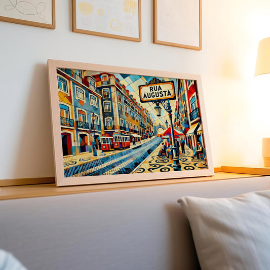 Rua Augusta Print - Lisbon Wall Art, Portugal Travel Poster, Housewarming Gift, Souvenir, Rua Augusta Vintage Map Artwork