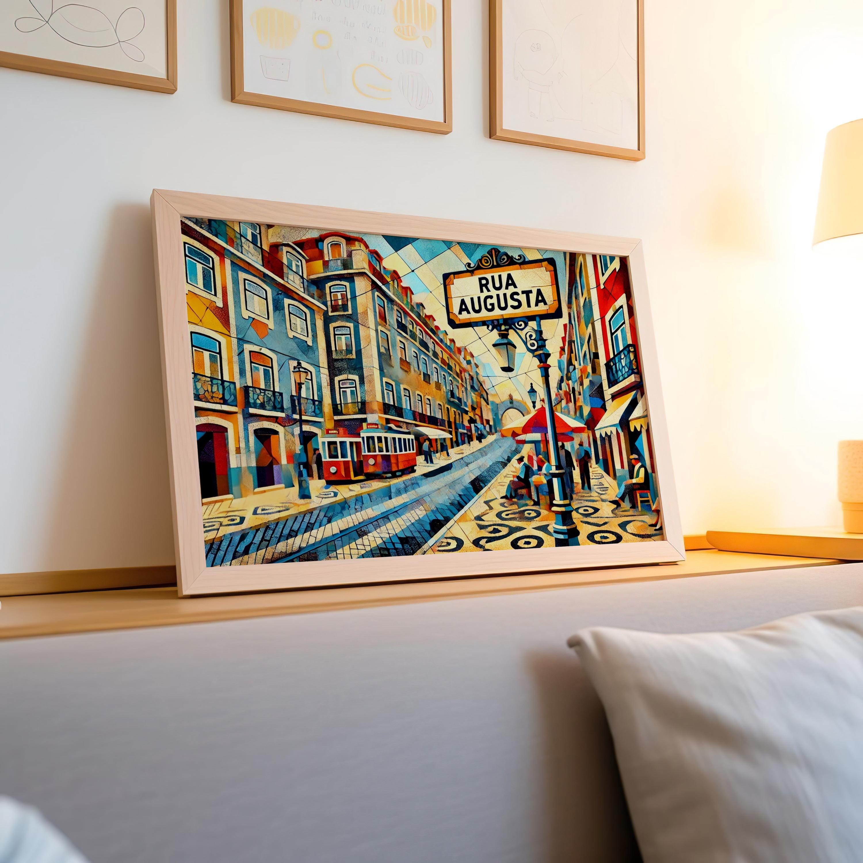 Rua Augusta Print - Lisbon Wall Art, Portugal Travel Poster, Housewarming Gift, Souvenir, Rua Augusta Vintage Map Artwork