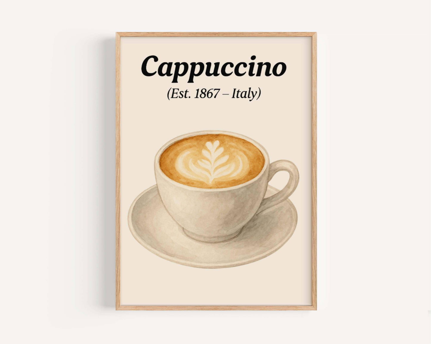 Latte Art Print: Cappuccino Coffee Wall Art for Kitchen