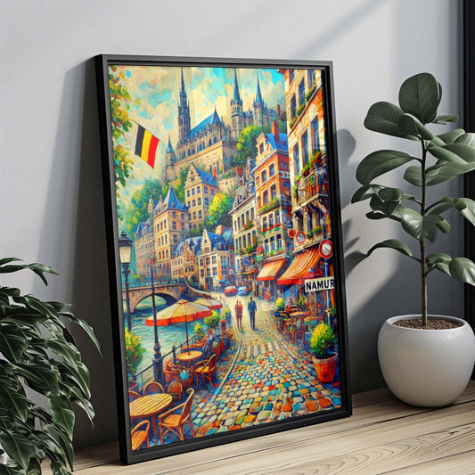 Namur Art Travel Poster - Belgium City Wall Print, European Artwork, Housewarming Gift, Namur Travel Decor, Belgium Map Print