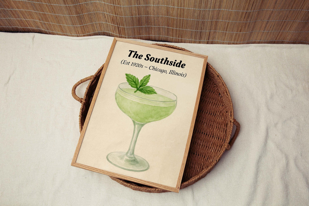 Southside Cocktail Print Vintage Bar