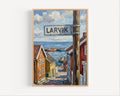 Larvik Oil Painting Art Print: Norway Coastal Street Sign Travel Poster