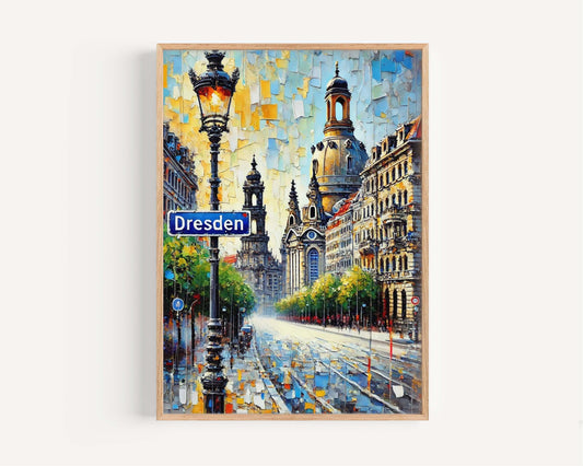 Dresden Art Print - Vintage Germany City Travel Poster,European Wall Art, Housewarming Gift, Dresden Landmark Decor, German Souvenir Artwork