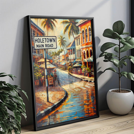 Holetown Main Road Wall Art, Barbados Travel Poster, Street Sign Art, Personalized Gift, Holetown Print, Coastal Scene, Fine Art Paper