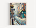 Grafton Street Oil Painting Art Print: Ireland Street Sign Travel Poster