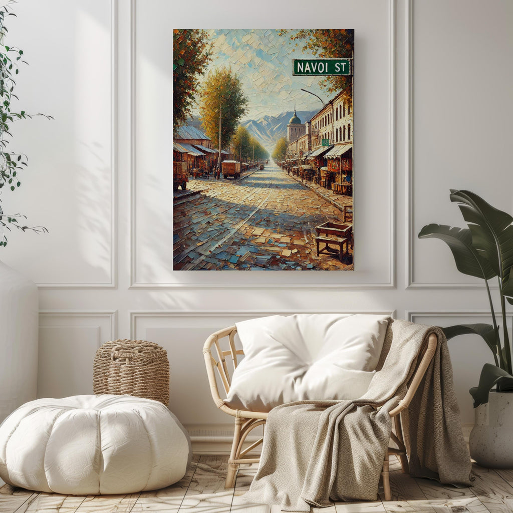 Navoi Street Wall Art, Bishkek Print, Kyrgyzstan Travel Poster, Kyrgyz Capital City Decor, Scenic Street Sign, Home or Gift Idea