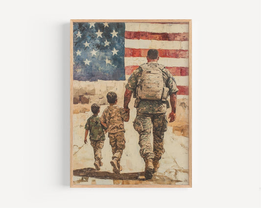 USA Wall Art Abstract American Family Patriotic Poster, United States Independence Home Decor Artwork, Patriotic Wall Decor