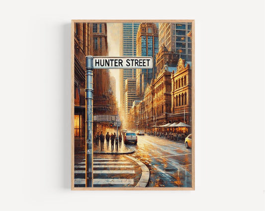 Hunter Street Wall Art, Sydney Street Sign Print, Australia City Decor, Travel Souvenir, Urban Landscape Poster, Australian Gift, Home Decor