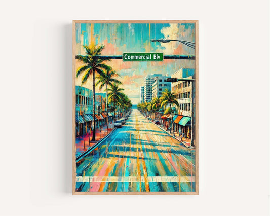Commercial Boulevard Wall Art, Commercial Blvd Print, Fort Lauderdale Art, Florida Artwork, Travel Print, Travel Poster, Housewarming Giftx