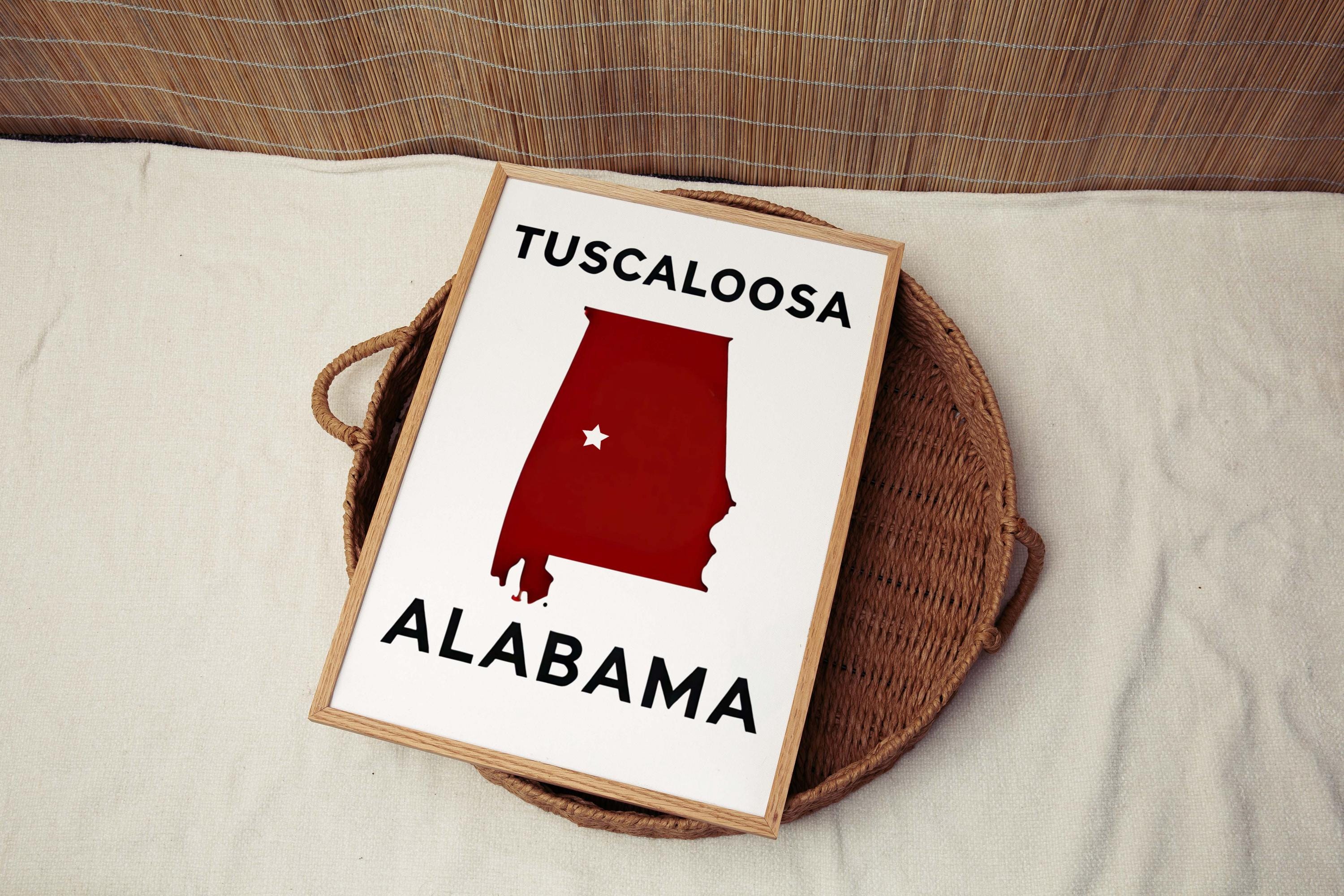 Tuscaloosa Print Alabama Wall Art Map Travel Decor College Gift Housewarming AL Artwork