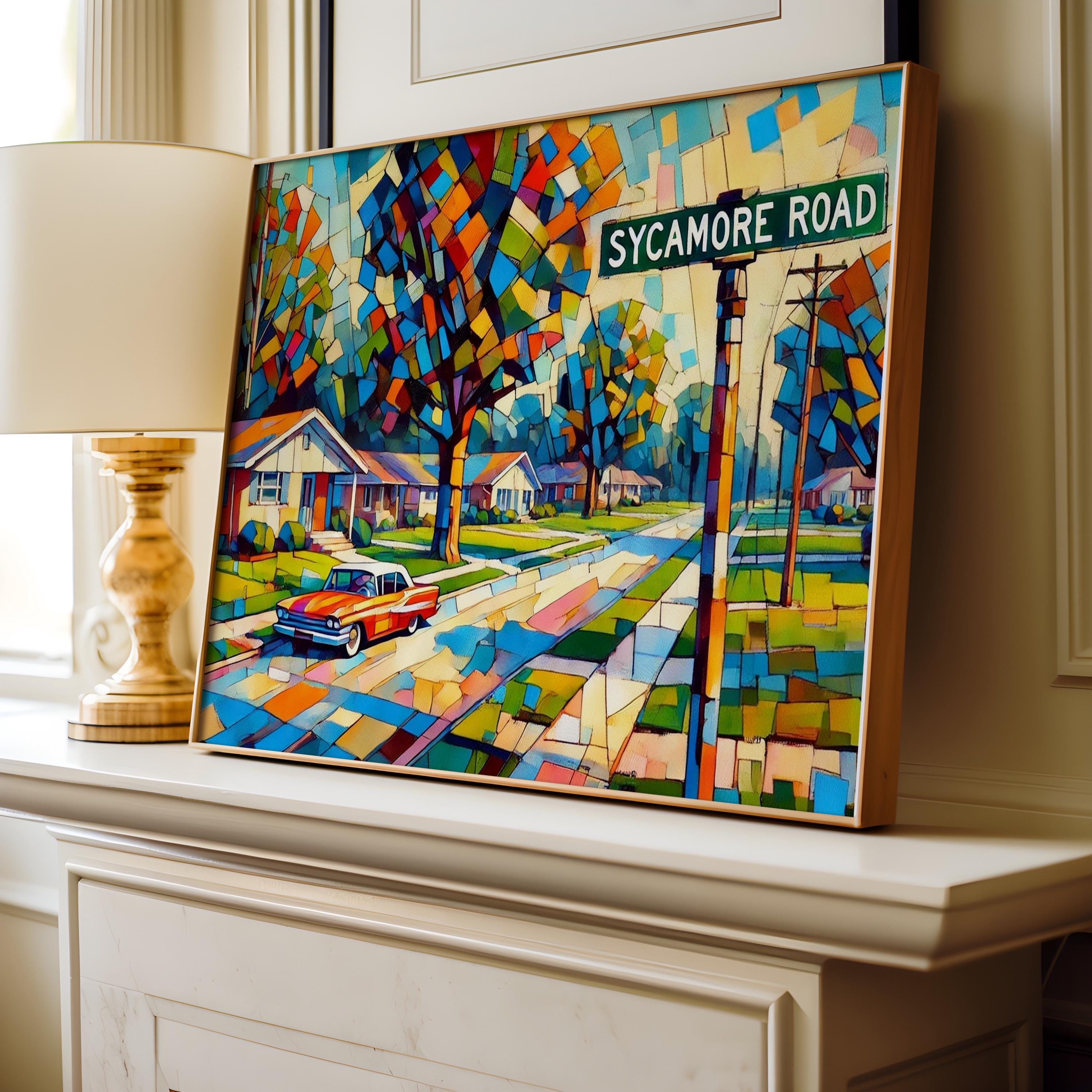 Sycamore Road Wall Art Print - Lexington Kentucky Travel Poster, Sycamore Rd Home Decor, Housewarming Gift, Kentucky Art Illustration