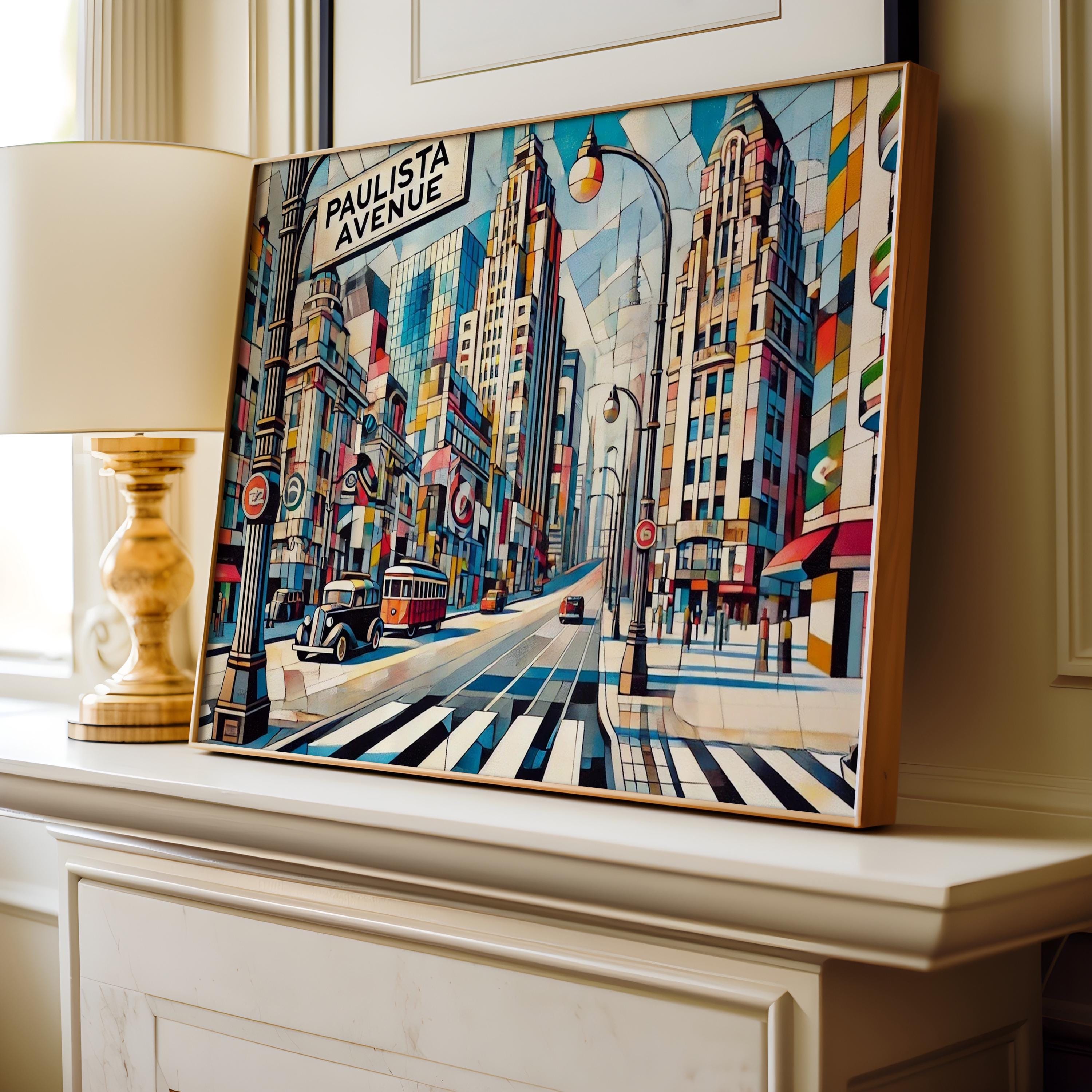 Paulista Ave Wall Art Print - São Paulo Travel Poster, Brazil Art Decor, Housewarming & Brazil Gift, Modern Cityscape Illustration