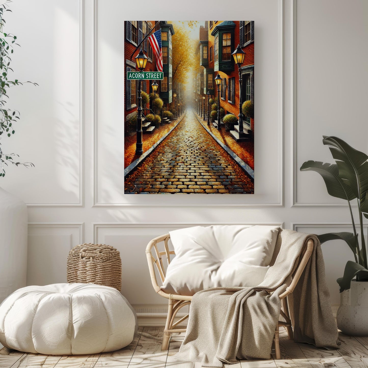 Acorn Street, Boston Print: Historic Cobblestone Street Art