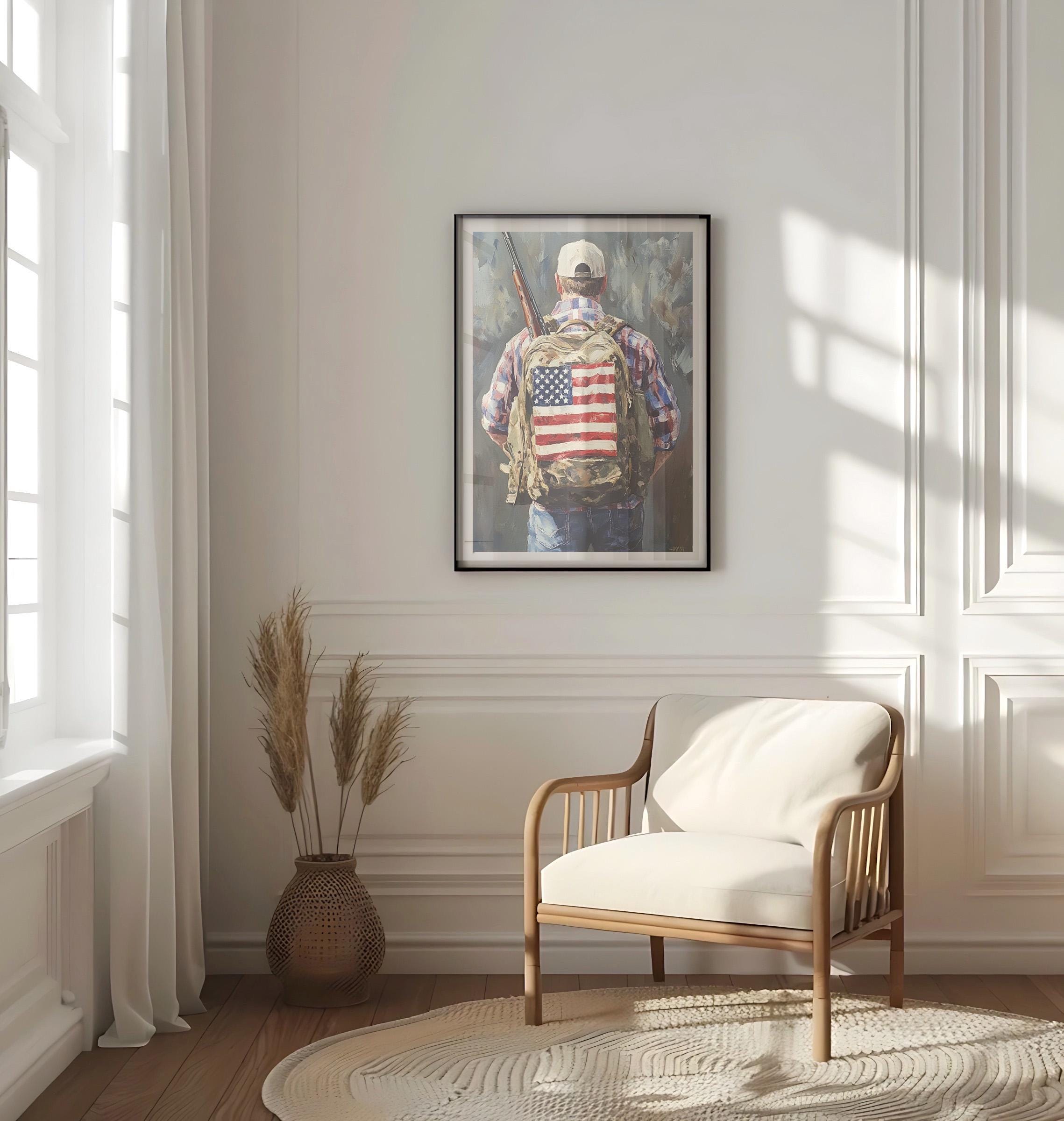 American Hiker Wall Art Abstract - USA