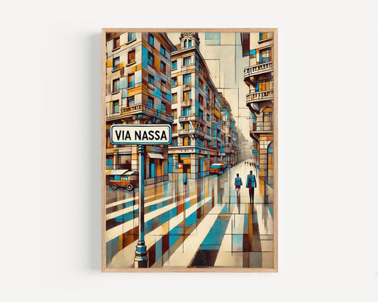 Switzerland Via Nassa Wall Art Print – Lugano Travel Poster, Swiss Gift & Housewarming Decor, Modern Swiss Travel Print for Home