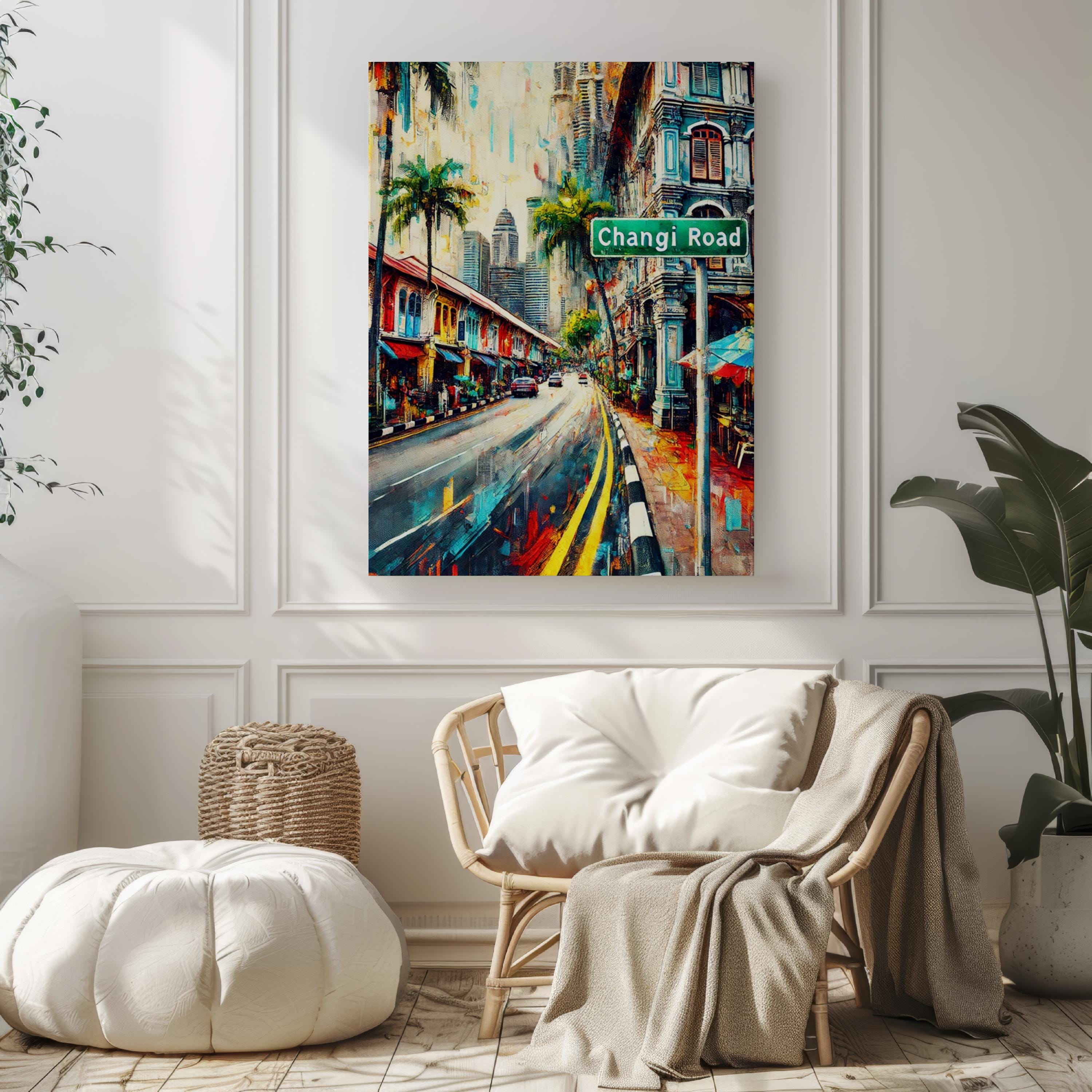 Changi Road Wall Art Print - Singapore Travel Poster, Asian Home Decor, Housewarming Gift, Modern