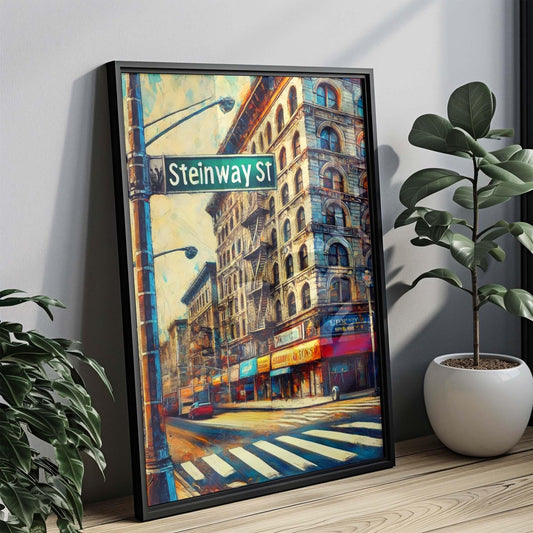 Steinway Street Wall Art Print - Queens NYC Travel Poster, Unique Housewarming Gift, New York City Artwork, Steinway St Home Decor