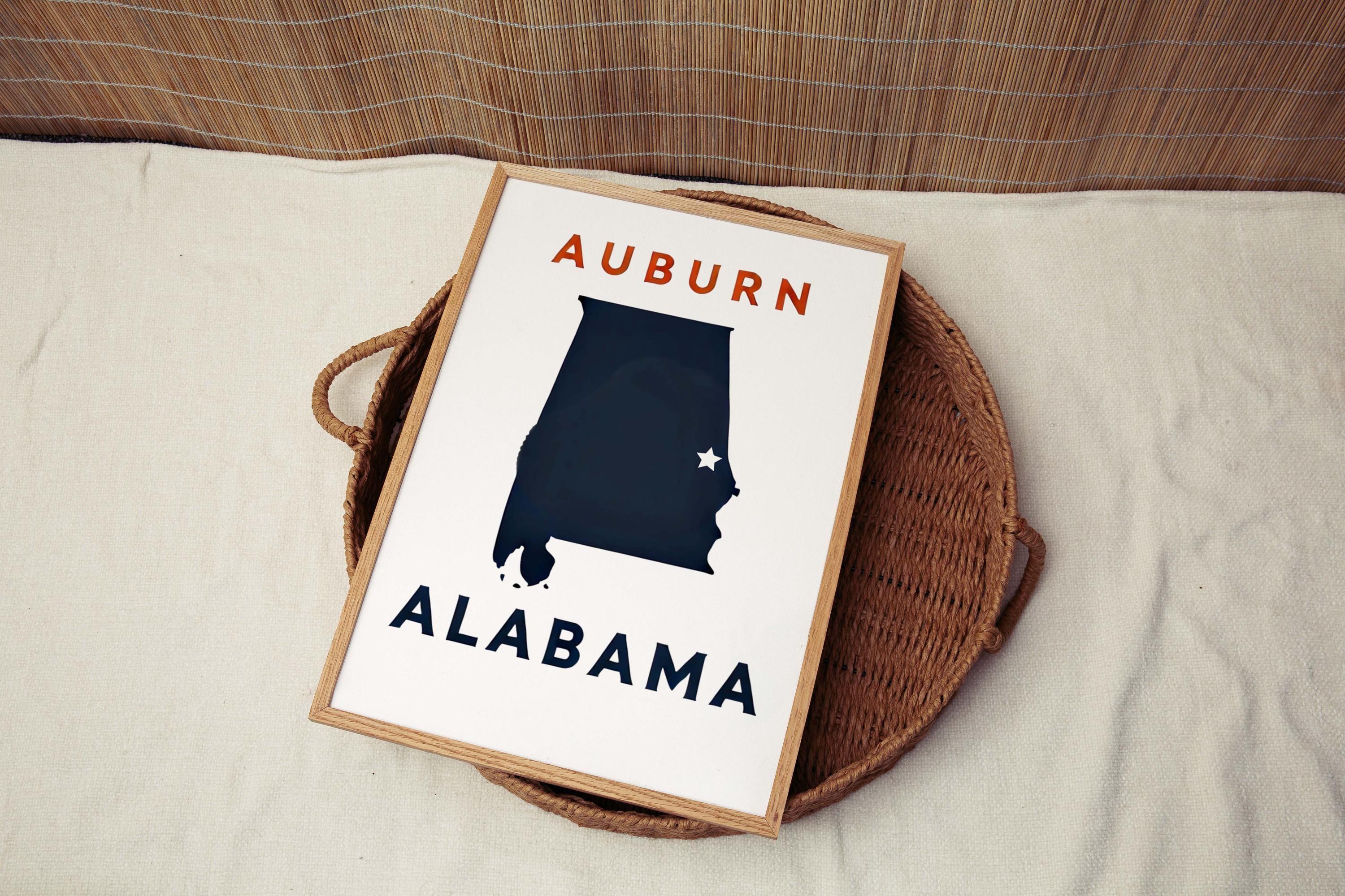 Auburn Print Wall Art - Auburn Alabama Decor, College Poster, Travel Gift, Housewarming & Alabama Home Decoration