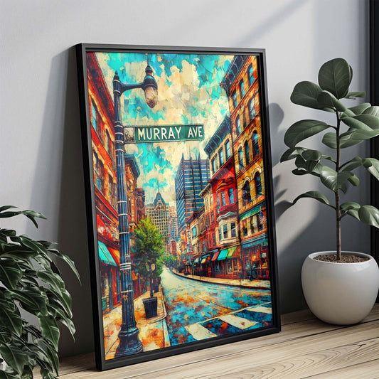 Murray Ave Print - Pittsburgh Wall Art Travel Poster, Pennsylvania Gift, Housewarming Decor, City Skyline Illustration
