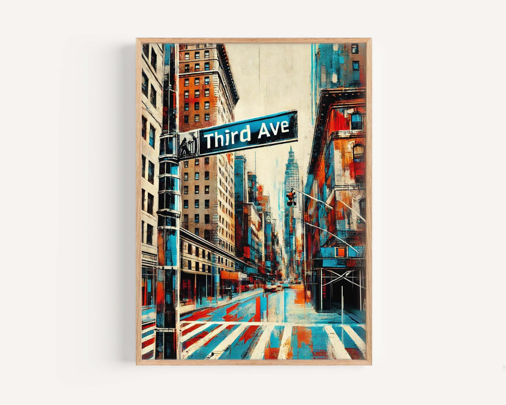 Third Ave Print Manhattan Wall Art, NYC Travel Poster, New York City Gift, 3rd Avenue Decor, Housewarming & Urban Art Print