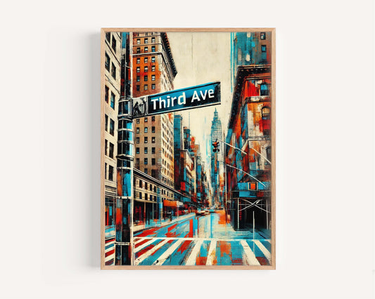 Third Ave Print Manhattan Wall Art, NYC Travel Poster, New York City Gift, 3rd Avenue Decor, Housewarming & Urban Art Print