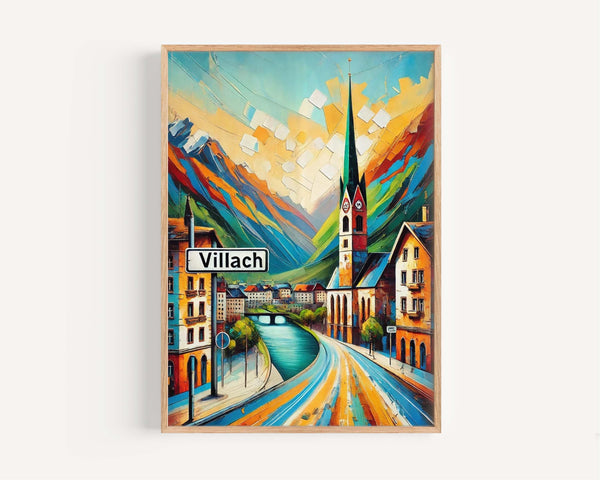 Villach Minimalist Print - Villach, Austria