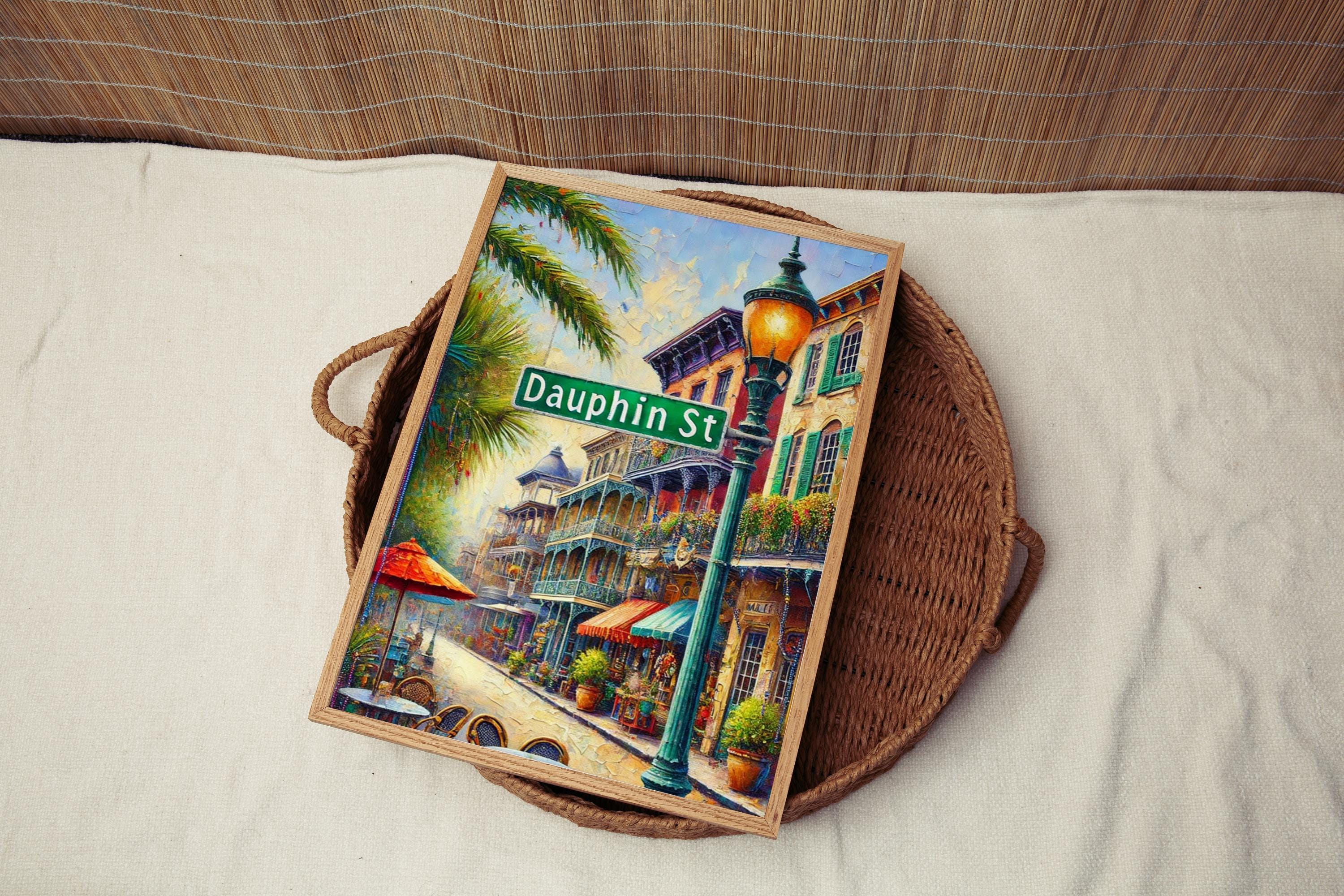 Dauphin Street Oil Painting Art Print: Mobile Alabama Street Sign Travel Poster