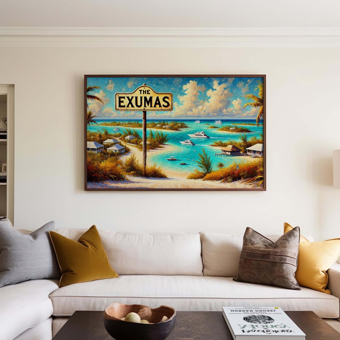Exumas Bahamas Map Art Print, Tropical Island Wall Decor
