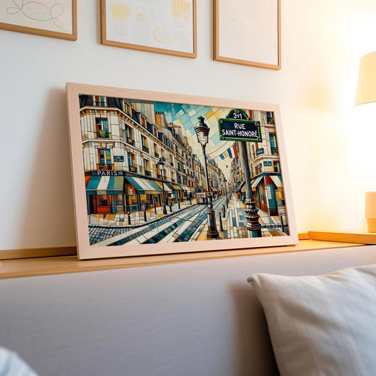 Rue Saint-Honoré Wall Art Print - Paris Travel Poster, French Home Decor, Housewarming & Gift Idea, France Art Illustration