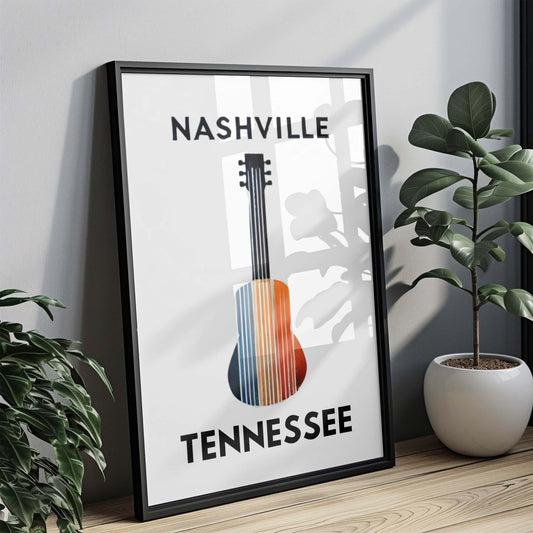 Nashville Print Wall Art - Tennessee Travel Decor, Housewarming & College Gift, TN Home Decoration, Nashville Map Poster