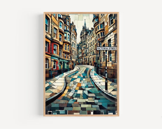 Scotland Victoria Street Wall Art Print - Edinburgh Travel Poster, Housewarming Gift, Scotland Home Decor, Travel Wall Art