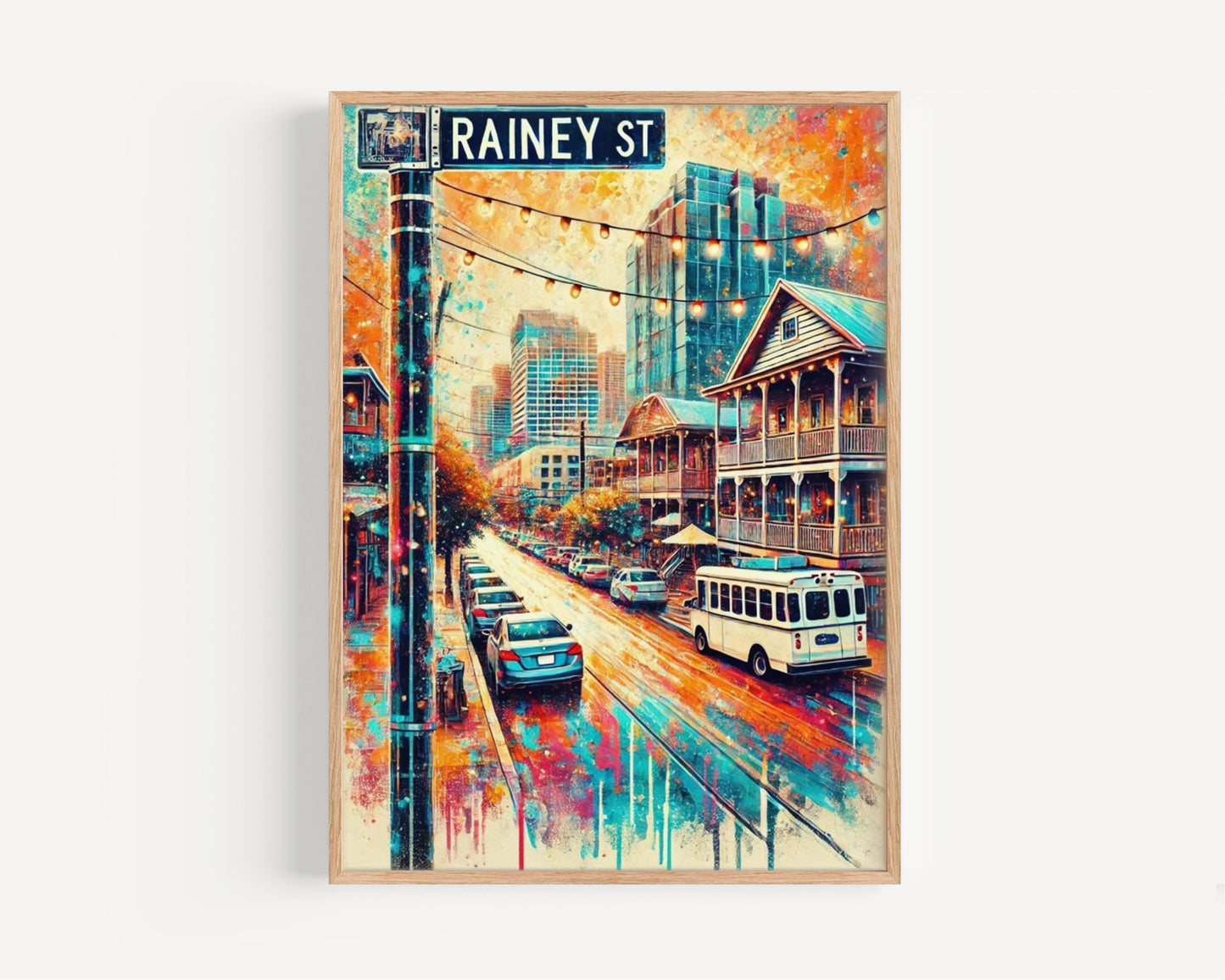Austin Rainey Street Wall Art Print, Texas Travel Poster, Austin Gift & Housewarming Decor, Rainey St Artwork