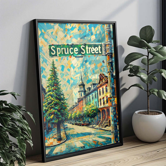 Spruce St Print Philadelphia Wall Art, Travel Poster, Philly Gift, Pennsylvania Artwork, Housewarming Decor, Spruce Street Map Illustration