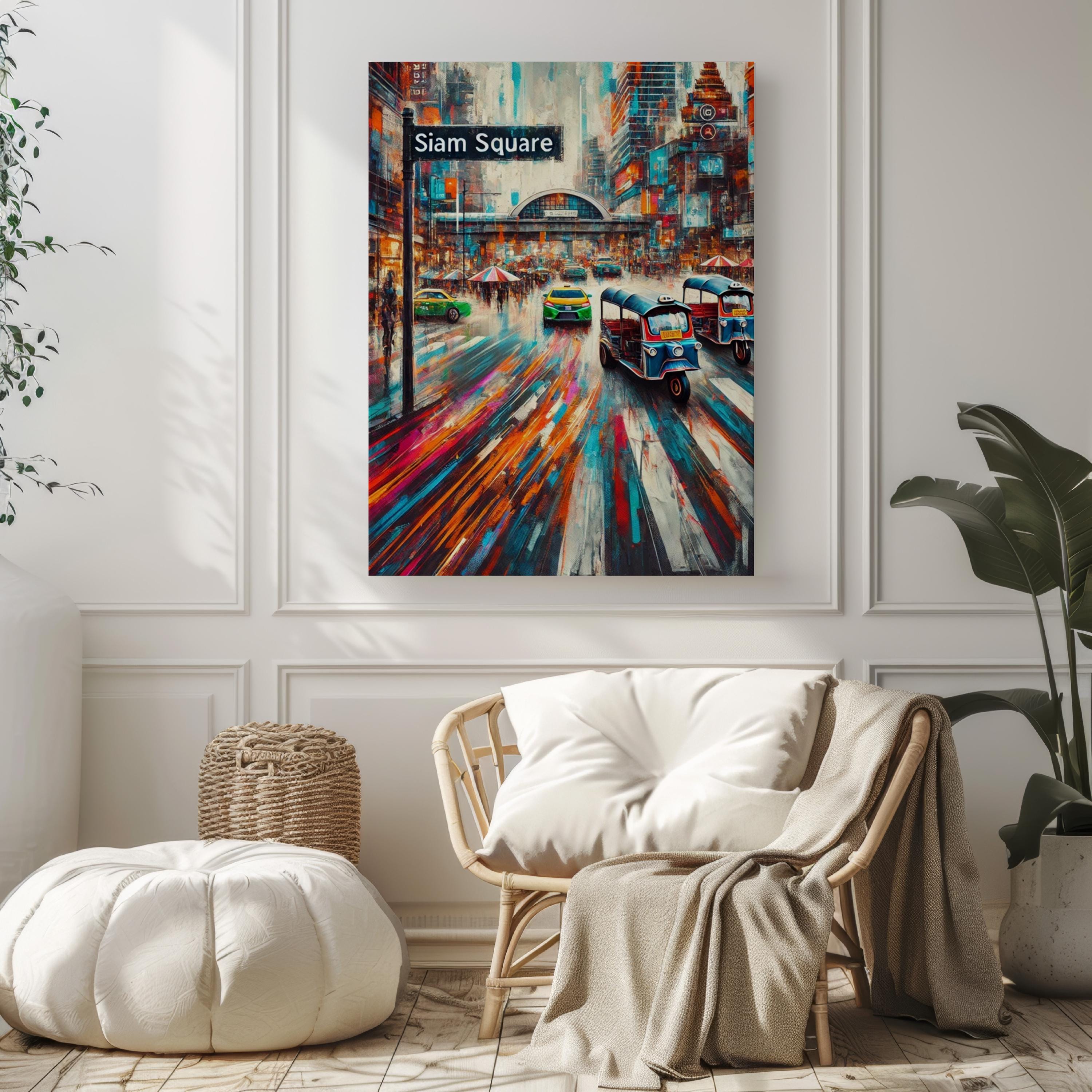 Siam Square Wall Art Print, Bangkok Travel Poster, Thailand Gift & Home Decor, Housewarming Present, Modern Thailand Art Illustration