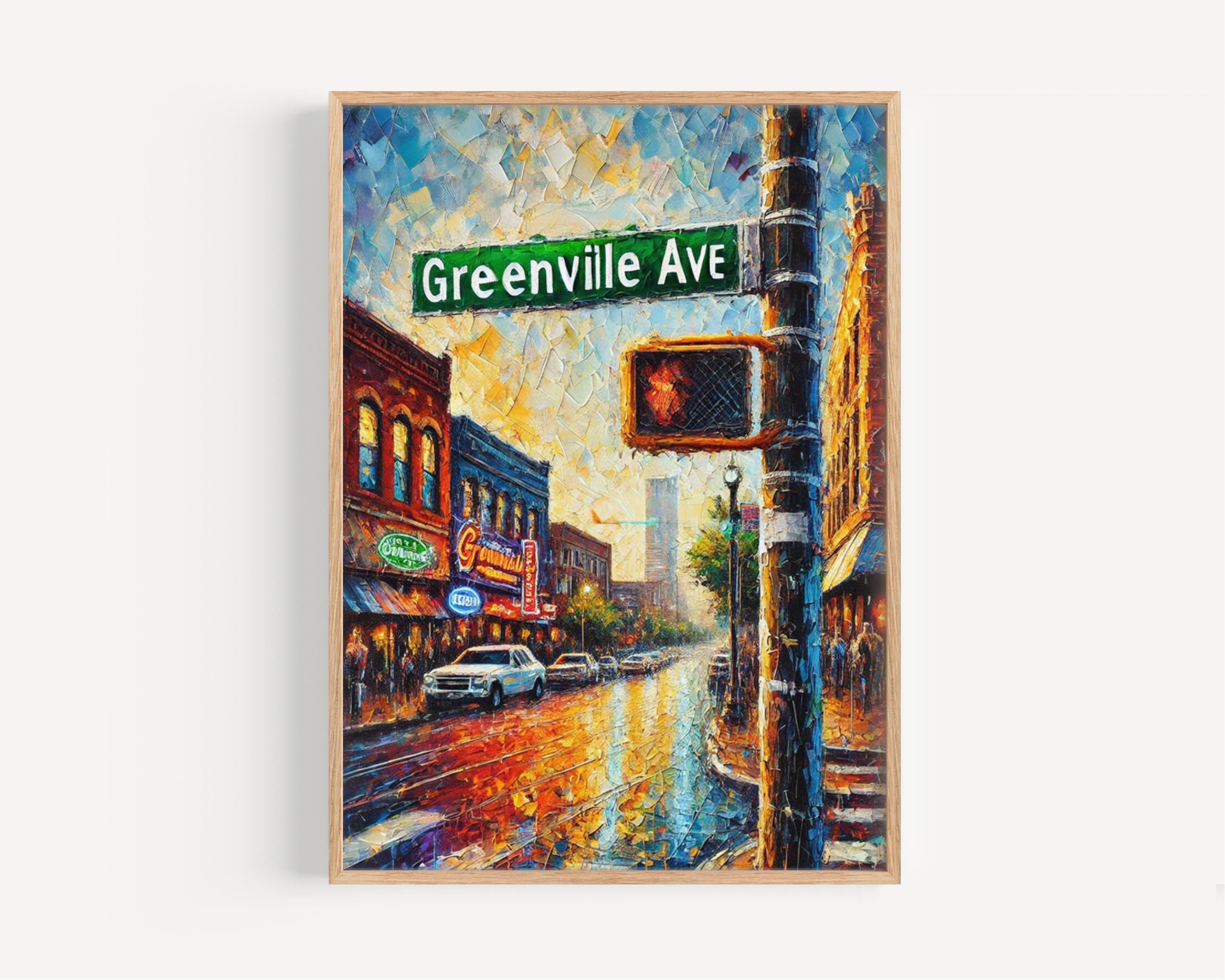 Texas Greenville Ave Wall Art Print – Dallas Travel Poster, Texas Gift & Housewarming Artwork for Home Decor