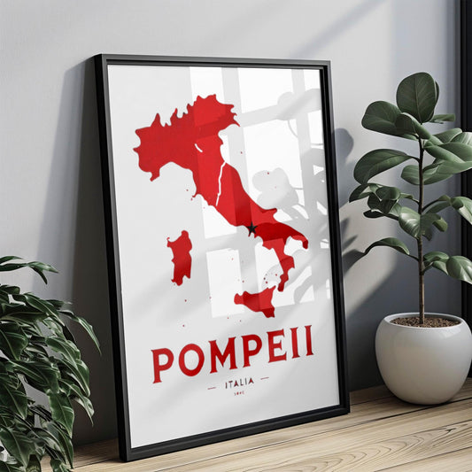 Pompeii Wall Art Print - Italy Travel Decor, Vintage Pompeii Poster, Housewarming Gift, Italy Map Artwork, Historical Home Decoration