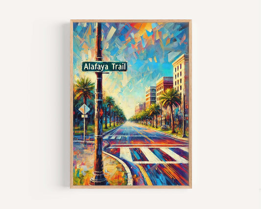 Alafaya Trail Print - Orlando Florida Artwork, Travel Poster Wall Art, Housewarming & Florida Gift Decor