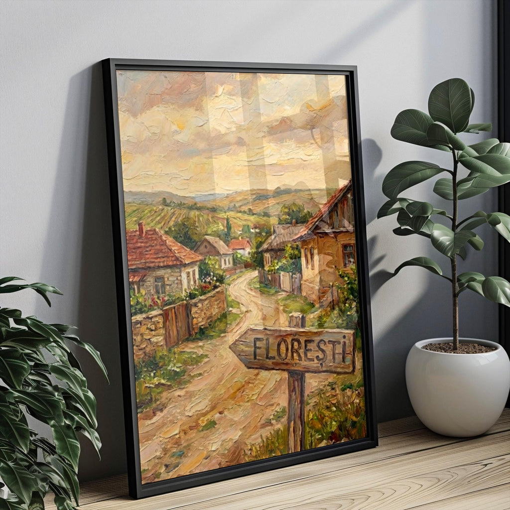 Florești Street Sign Art Print: Transylvania Romania Travel Poster Decor