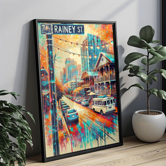 Austin Rainey Street Wall Art Print, Texas Travel Poster, Austin Gift & Housewarming Decor, Rainey St Artwork