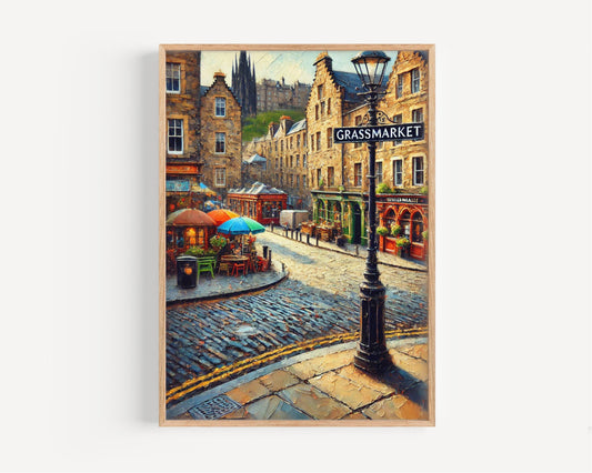 Edinburgh Grassmarket Wall Art - Scotland Travel Print & Poster, Housewarming Gift, Edinburgh Cityscape Artwork