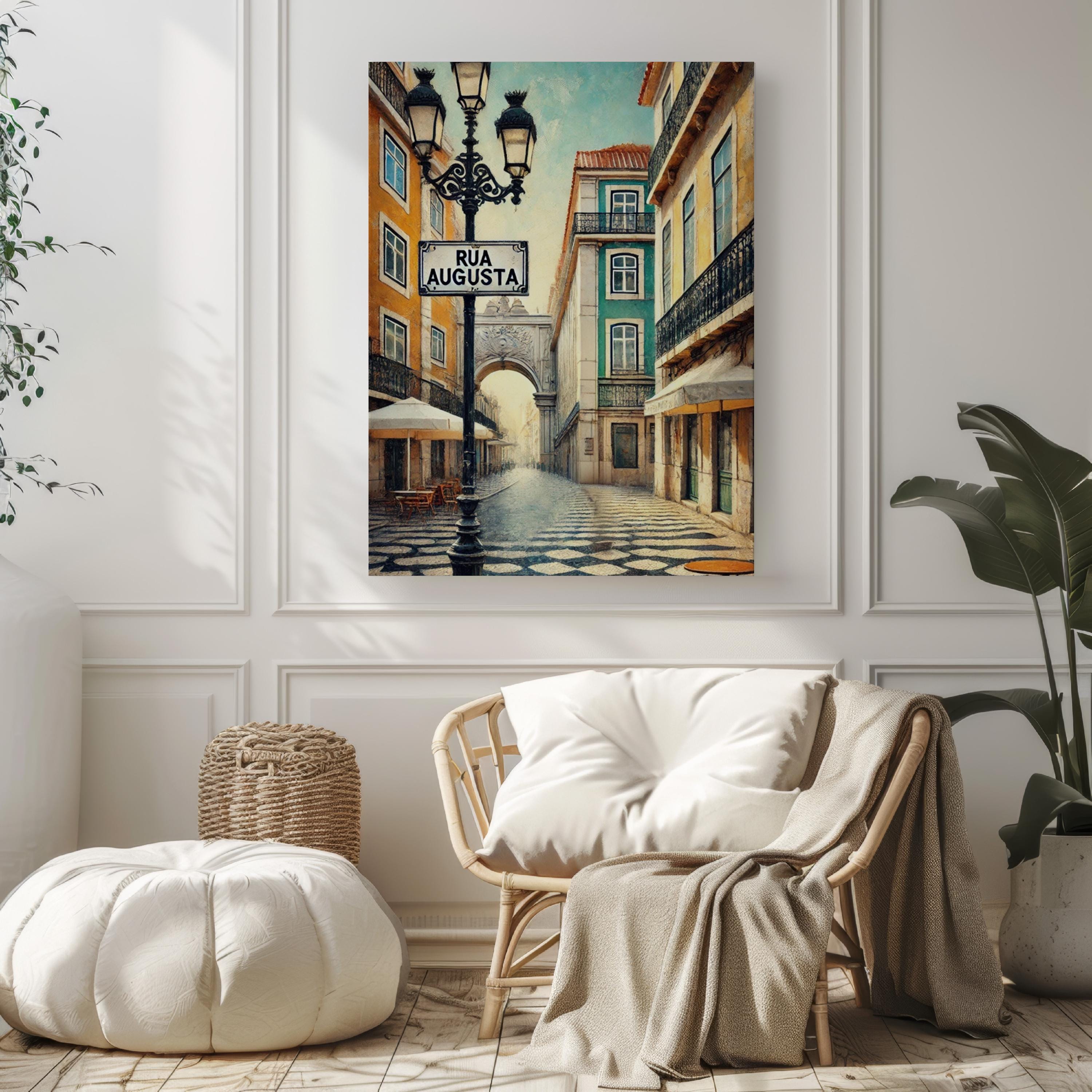 Portugal Rua Augusta Wall Art Print – Travel Poster, European Decor, Portugal Gift, Housewarming & Travel Home Decoration