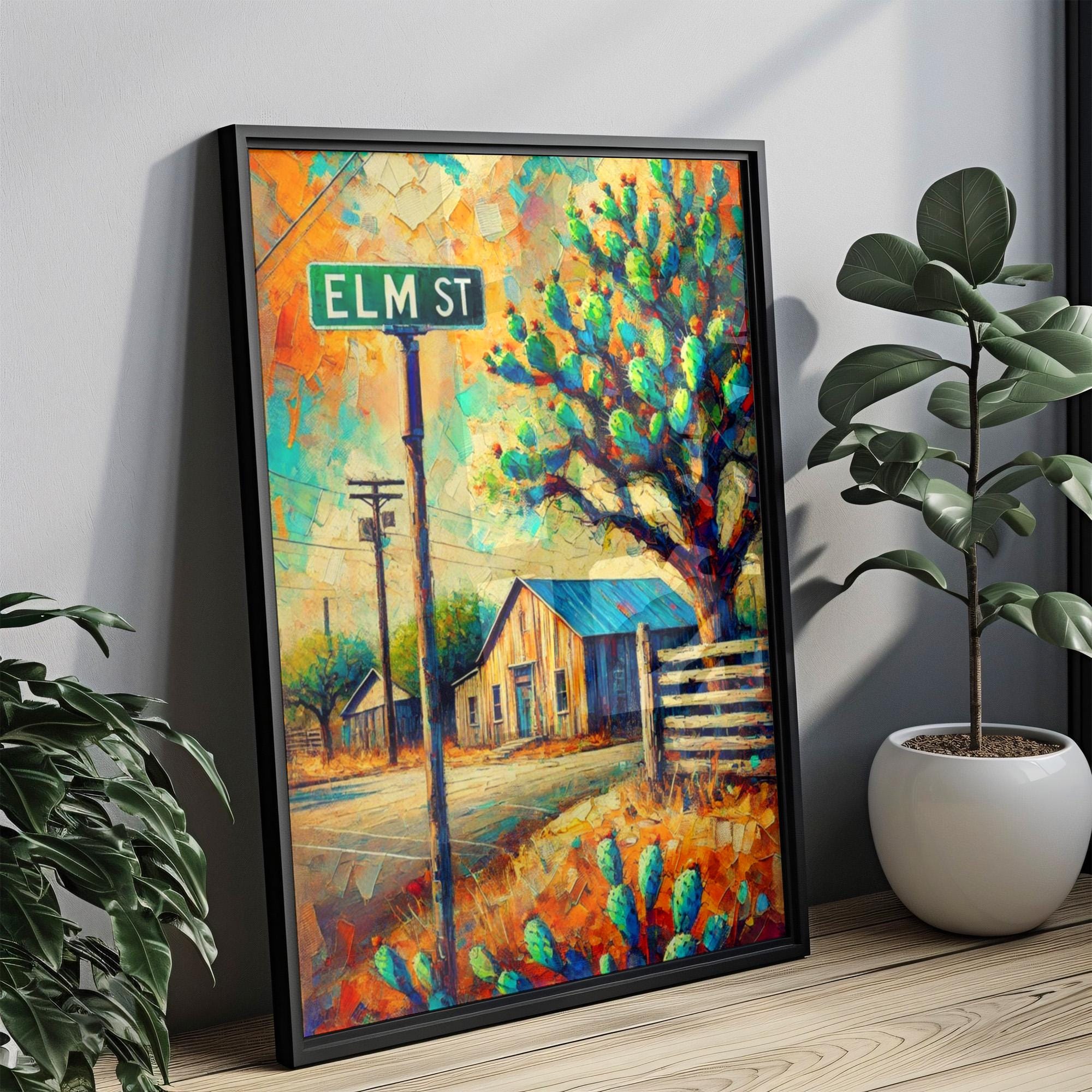 Dallas Elm St Wall Art, Travel Poster & Texas Home Decor, Dallas Gift, Elm Street Print, Housewarming Wall Art