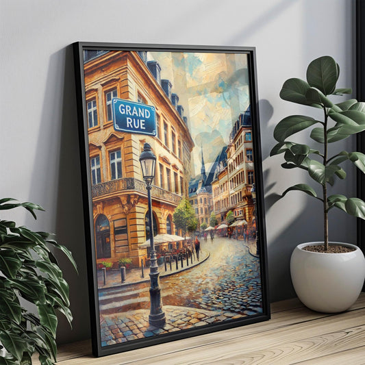 Luxembourg City Wall Art Grand Rue Print Travel Poster European Home Decor Housewarming Gift