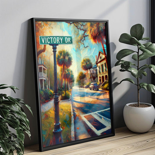 Victory Drive Wall Art, Savannah Georgia Print, Southern Travel Poster, Historic Cityscape, Gift for Georgia Natives, Fine Art Home Decor